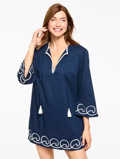 Aqua Club Wave Dress Cover-up - Ink - Large - 100% Cotton Talbots In Black