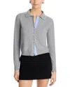 Aqua Collared Button Down Cardigan - Exclusive In Gray