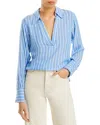 Aqua Collared Stripe Blouse - Exclusive In Light Blue/white