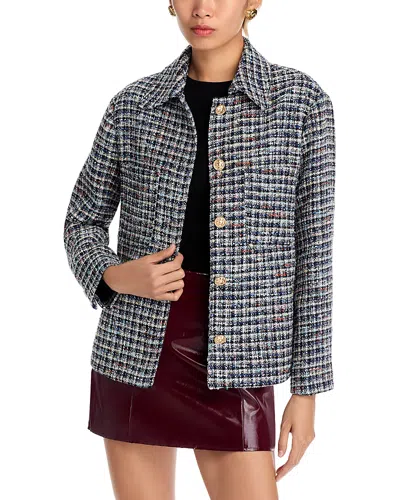 Aqua Collared Tweed Jacket - Exclusive In Blue/pink
