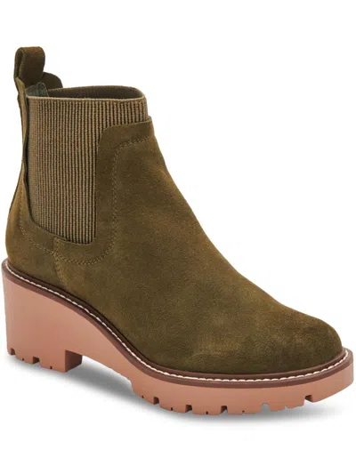 Aqua College Demi Womens Suede Padded Insole Ankle Boots In Green