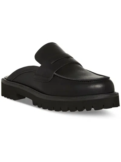 Aqua College Women's Fever Slip-on Penny Loafer Mule Flats In Black Leather