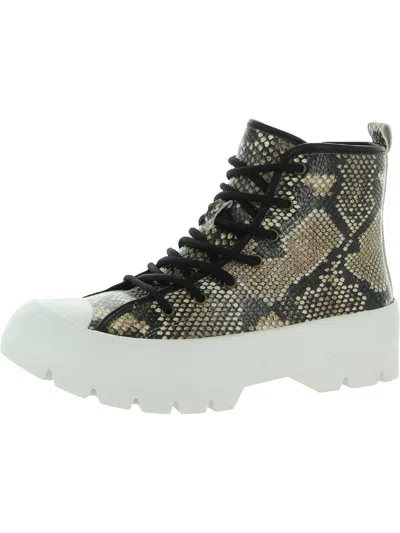 Aqua College Gaia Womens Leather Lugged Sole Ankle Boots In Beige