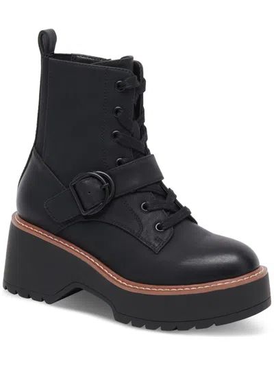 Aqua College Gecko Womens Faux Leather Waterproof Combat & Lace-up Boots In Black