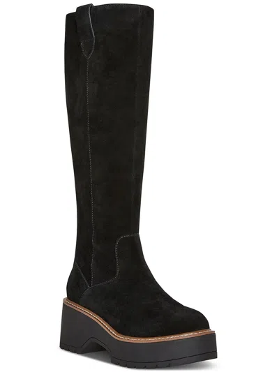 Aqua College Gina Womens Suede Tall Knee-high Boots In Black