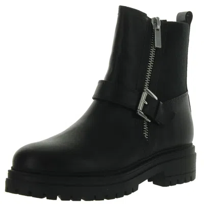Aqua College Grant Womens Zip Up Slip On Motorcycle Boots In Black