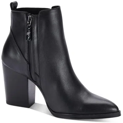 Aqua College Remi Womens Leather Pointed Toe Ankle Boots In Black