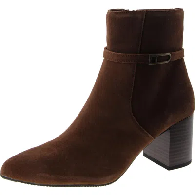 Aqua College Tatum Womens Suede Block Heel Ankle Boots In Brown