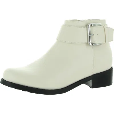Aqua College Vega Womens Leather Ankle Booties In White