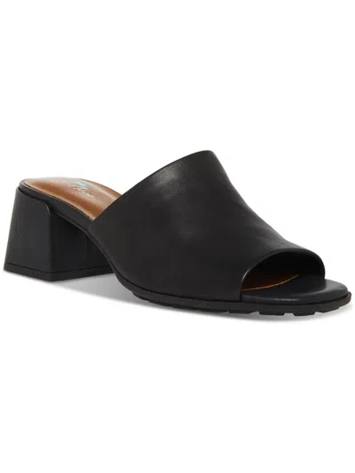Aqua College Womens Leather Peep Toe Mule Sandals In Black
