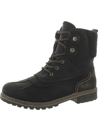 Aqua College Womens Leather Warm Winter & Snow Boots In Black