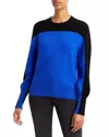 Aqua Color Block Cashmere Sweater In Lapis And Black
