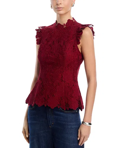 Aqua Contrast Lace Top In Burgundy