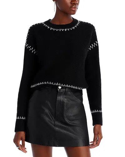 Aqua Contrast Stitch Sweater - Exclusive In Black