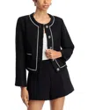 Aqua Contrast Stitch Tweed Jacket - Exclusive In Blue