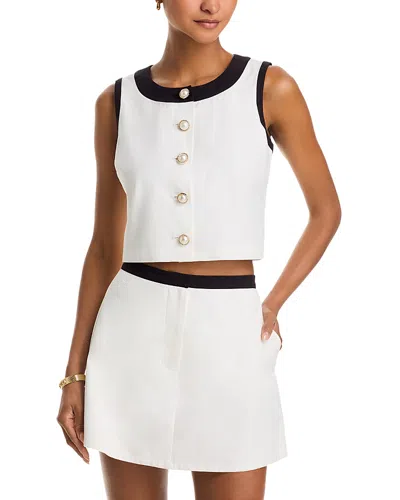 Aqua Contrast Trim Sleeveless Top - Exclusive In White