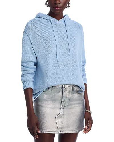 Aqua Cotton Knit Hoodie - Exclusive In Sky Blue