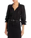 Aqua Cotton Lace Inset Blouse - Exclusive In Black