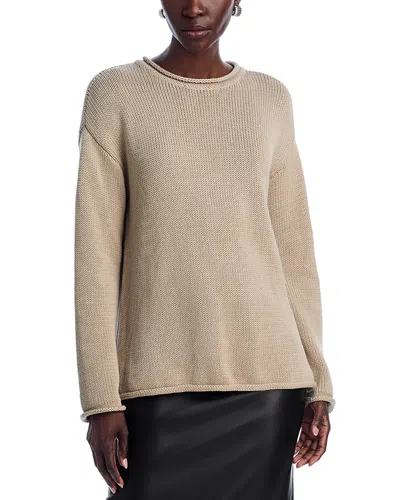 Aqua Cotton Roll Neck Sweater - Exclusive In Cuban Sand