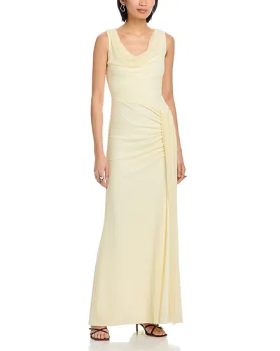 Aqua Cowl Neck Mesh Dress - Exclusive In Yellow