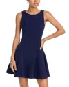 AQUA CREPE BOAT NECK MINI DRESS - EXCLUSIVE