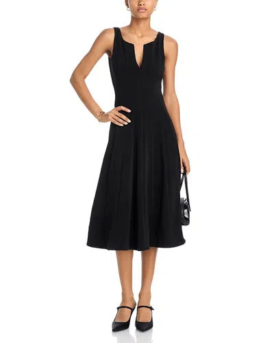 Aqua Crepe V Neck Midi Dress - Exclusive In Black