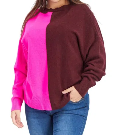 Aqua Crew Neck Cashmere Sweater In Dark Raisin