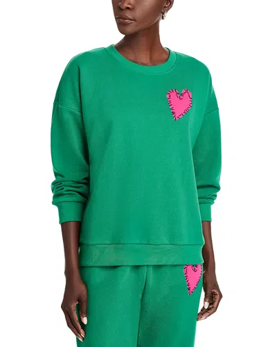 Aqua Crewneck Heart Patch Sweatshirt - Exclusive In Green