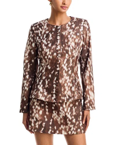 Aqua Crewneck Peplum Hem Jacket - Exclusive In Brown