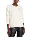Aqua Crewneck Thread Heart Embroidery Sweater - Exclusive In Ivory