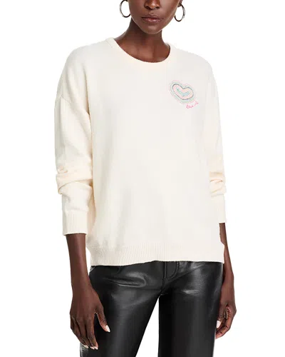 Aqua Crewneck Thread Heart Embroidery Sweater - Exclusive In Ivory