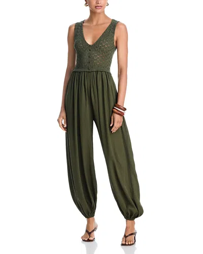 Aqua Crochet Balloon Jumpsuit - Exclusive In Multi