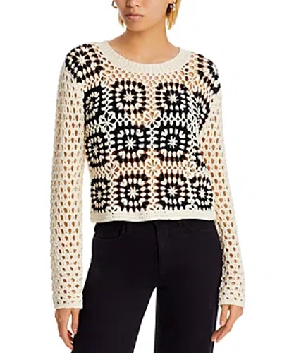 Aqua Crochet Granny Square Sweater - 100% Exclusive In Natural/black