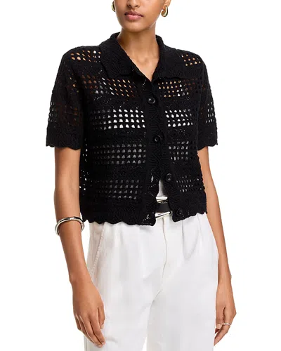 Aqua Crochet Knit Shirt - Exclusive In Black