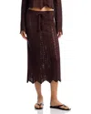 Aqua Crochet Midi Skirt - Exclusive In Brown