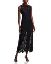 Aqua Crochet Mock Neck Maxi Dress - Exclusive In Black
