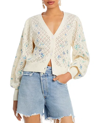 Aqua Pointelle Cardigan - Exclusive In Ivory