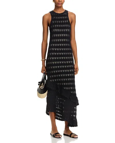 Aqua Crochet Ruffle High Low Dress - Exclusive