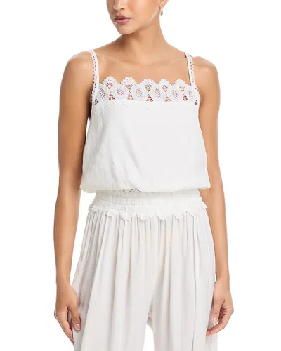 Aqua Crochet Trim Tank Top - Exclusive In White