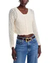 Aqua Crochet V Neck Cardigan Sweater - Exclusive In Natural