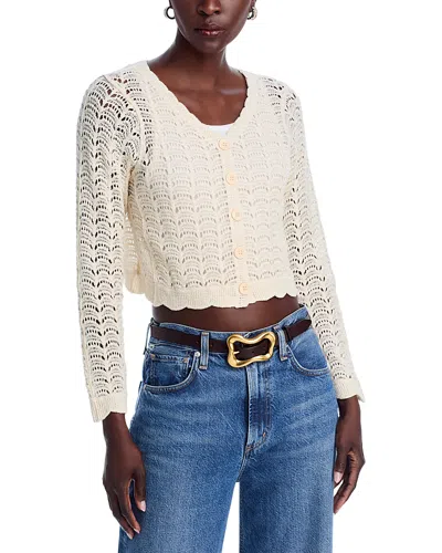 Aqua Crochet V Neck Cardigan Sweater - Exclusive In Natural