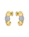 Aqua Croissant Designs Pave Cluster Half Hoop Earrings In 18k Gold Plated Sterling Silver - Exclusive In Gold