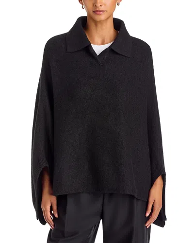 Aqua Crop Collar Cozy Poncho - Exclusive In Black