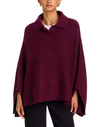 Aqua Crop Collar Cozy Poncho - Exclusive In Burgundy