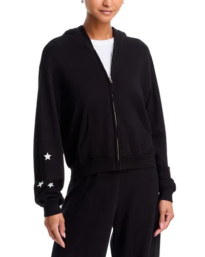 Aqua Crop Zip Hooded Cotton Sweatshirt - Exclusive In Black