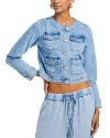 Aqua Cropped Denim Jacket - Exclusive In Blue