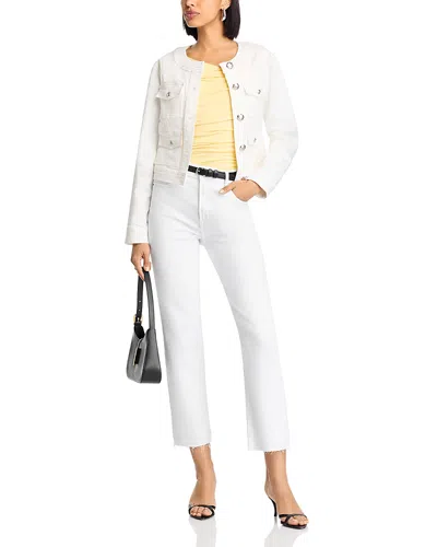 Aqua Cropped Denim Jacket - Exclusive In White