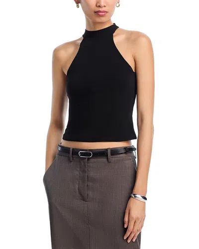 Aqua Cropped Halter Top - Exclusive In Black