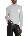 Aqua Cropped Turtleneck Heart Patch Sweater - Exclusive In Heather Grey