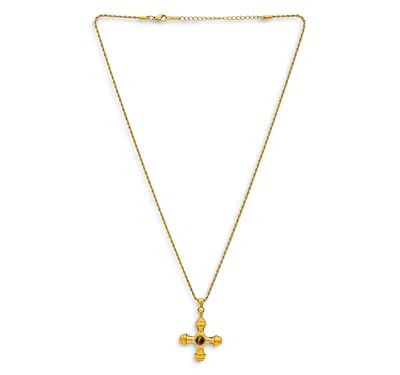 Aqua Cross Pendant Necklace, 19 - Exclusive In Gold
